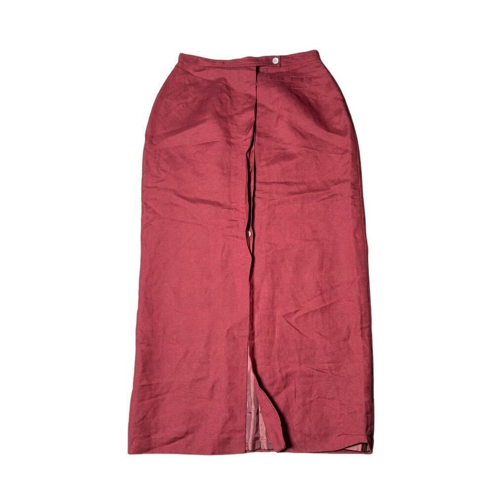 Vintage Emma James Liz Claiborne Red Linen Blend Skirt Sz 10